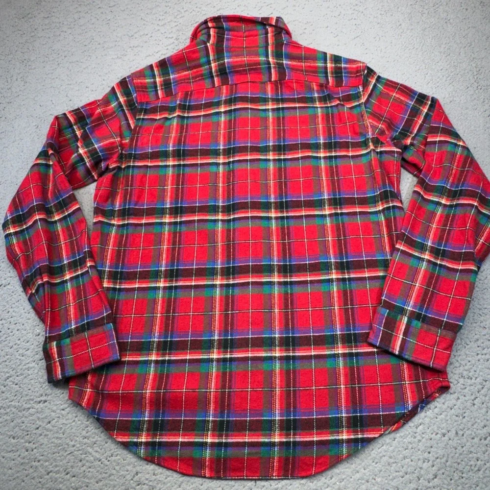 Polo Ralph Lauren Shirt Mens Medium Red Plaid Flannel Heavyweight Button Up